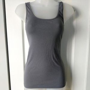 Grey Fitted Ribbed Tank Top